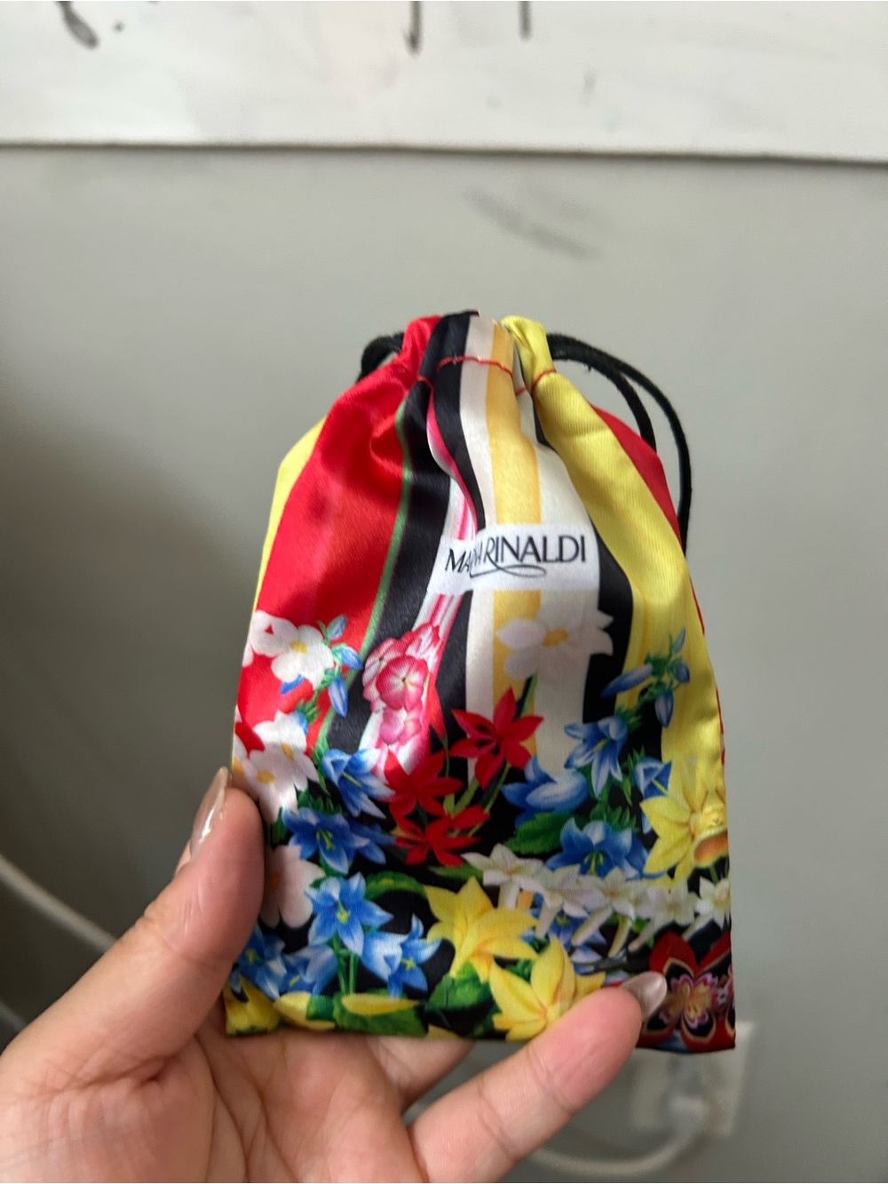 Marina Rinaldi Small Floral Mirror  in Yellow, Red, Black